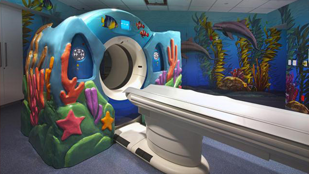 CT scan machine with aquatic theme.