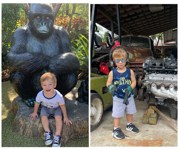Jackson disfrutando de un día en el zoo y reparando motores.